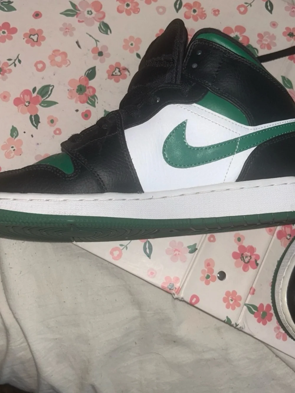 Jordan Kids Black and Green High-Top Sneakers with Red Jumpman